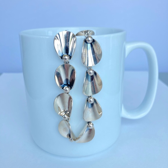 HOST PICK! Vintage Silver Calla Lily Choker Necklace, by N.E. From, MCM, 15-18" - Picture 4 of 17